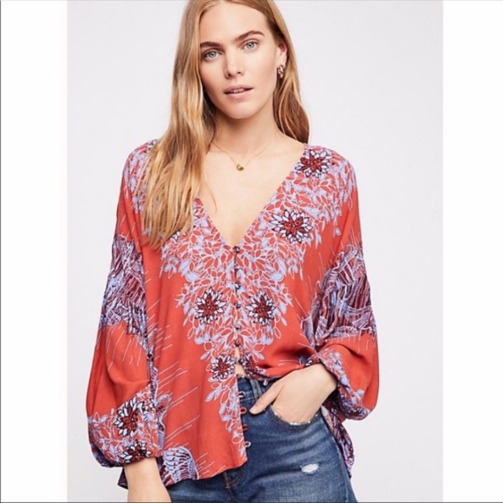 NEW Free People Birds of a Feather Orange Top S